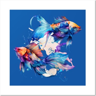 Zodiac Sign PISCES - Watercolour Illustration of astrology Pisces Posters and Art